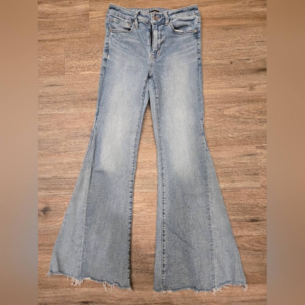 American Eagle Next Level Ripped Super High-Waisted Flare Jean
